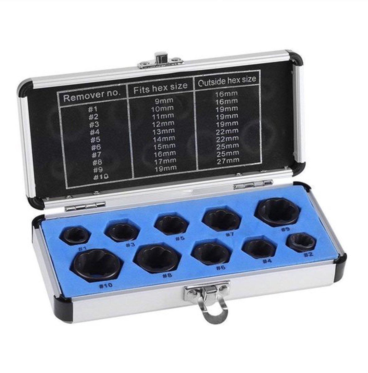 Nut Puller - Dopsleutelset 10 Stuks - Voor het verwijderen van beschadigde bouten en moeren - Geschikt voor 9-19mm - Duurzaam en ef..