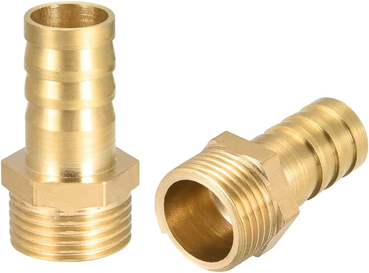 Sourcing map 2 stuks. Slangaansluiting stekker adapter 10 mm weerhaak x 3/8" G bus buis 3/8" G x 12mm