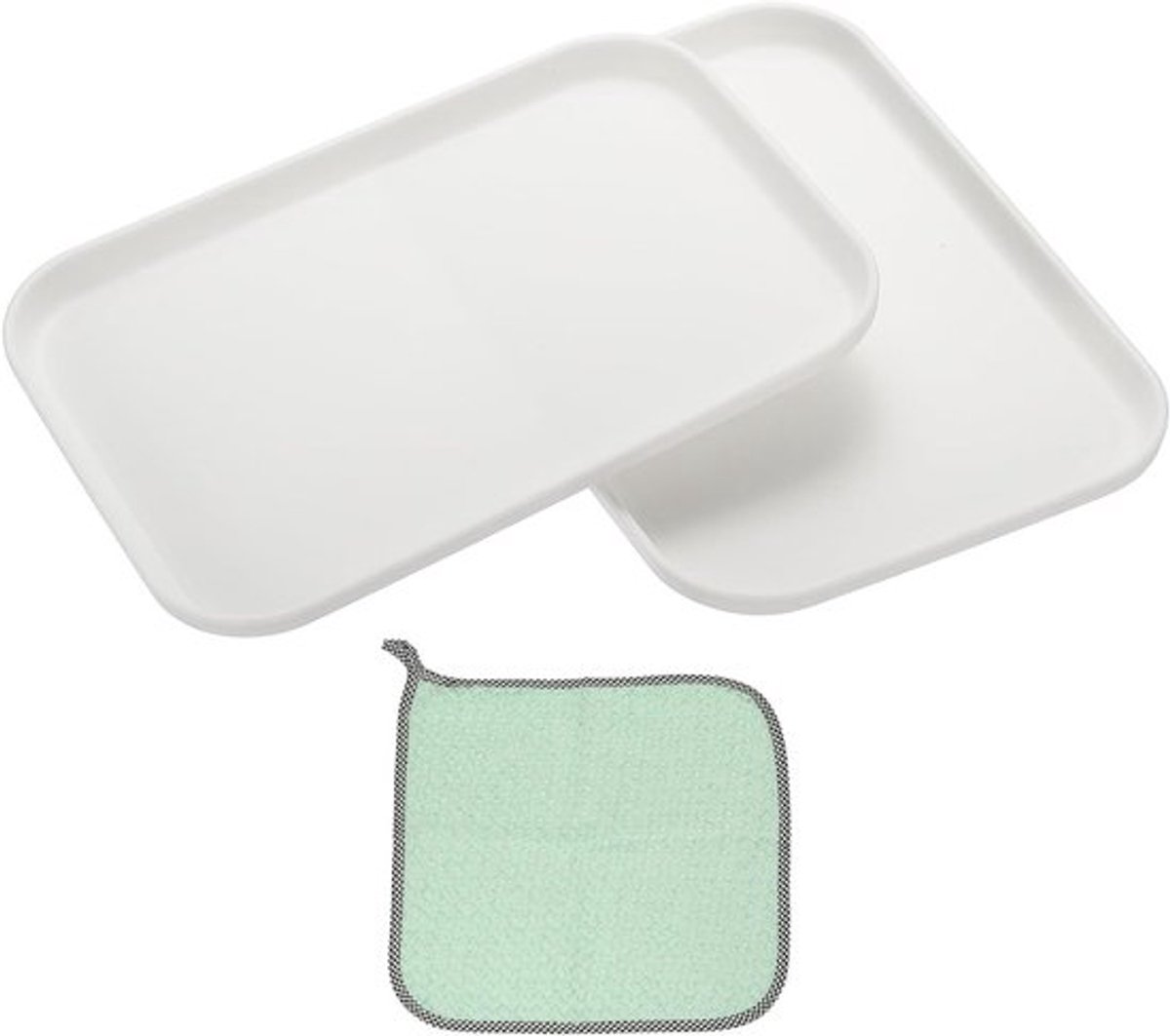 Rechthoekige plastic dienbladen, 2 stuks herbruikbare borden voor cake, fruit en salade, ideaal voor feesten en picknicks