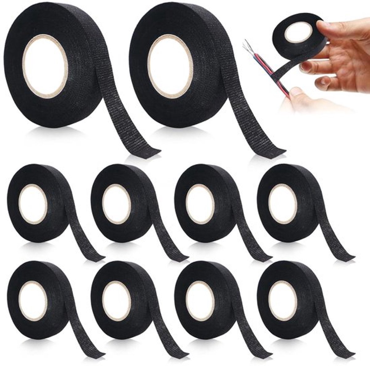Isolatietape voor kabelbundels 19 mm x 15 m - zwart - zelfklevend - auto en huishouden