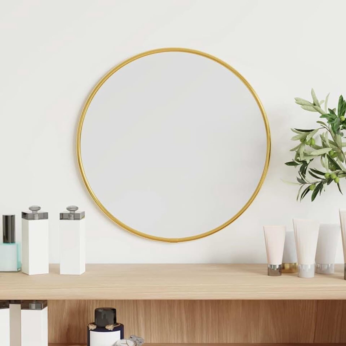 Wandspiegel goud Ø 30 cm rond, badkamerspiegel, Vanity spiegel, badkamer wandspiegel