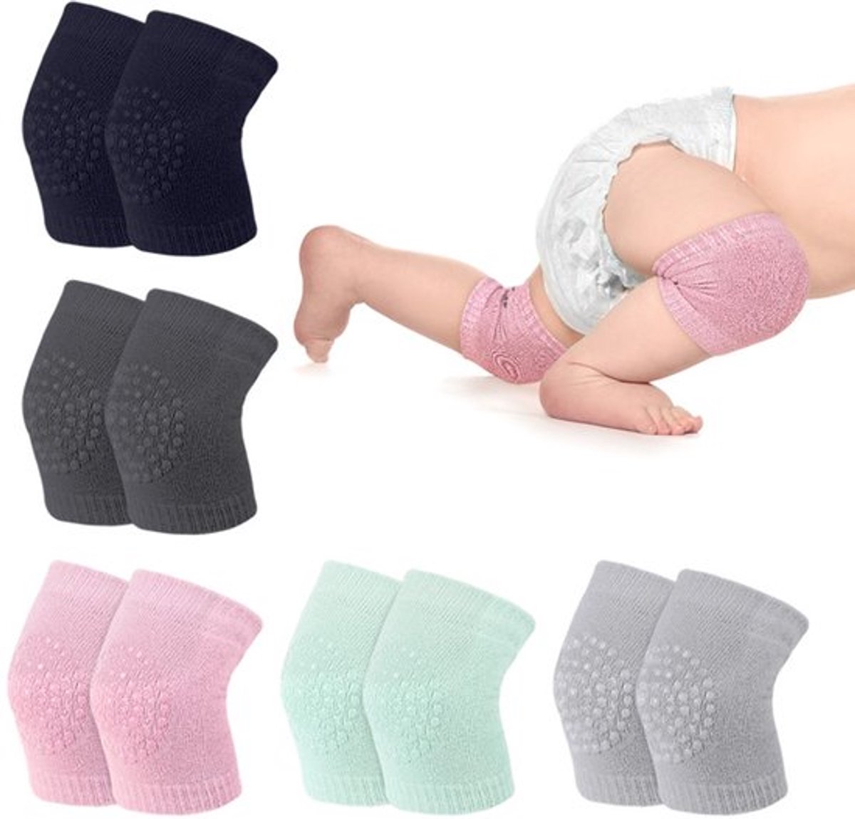 Baby Kniebeschermers - Kruipen Sokken - Baby Beweging - Anti-slip Ontwerp - 5 Paren - Multicolor
