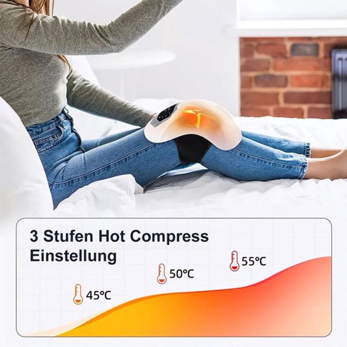 Draadloze, draagbare kniemassager met verwarming, 3 vibratiestanden, 3 warmteniveaus, led-scherm en verstelbare schouderband; een perfect cadeau voor volwassenen, moeders, vrouwen en mannen.
