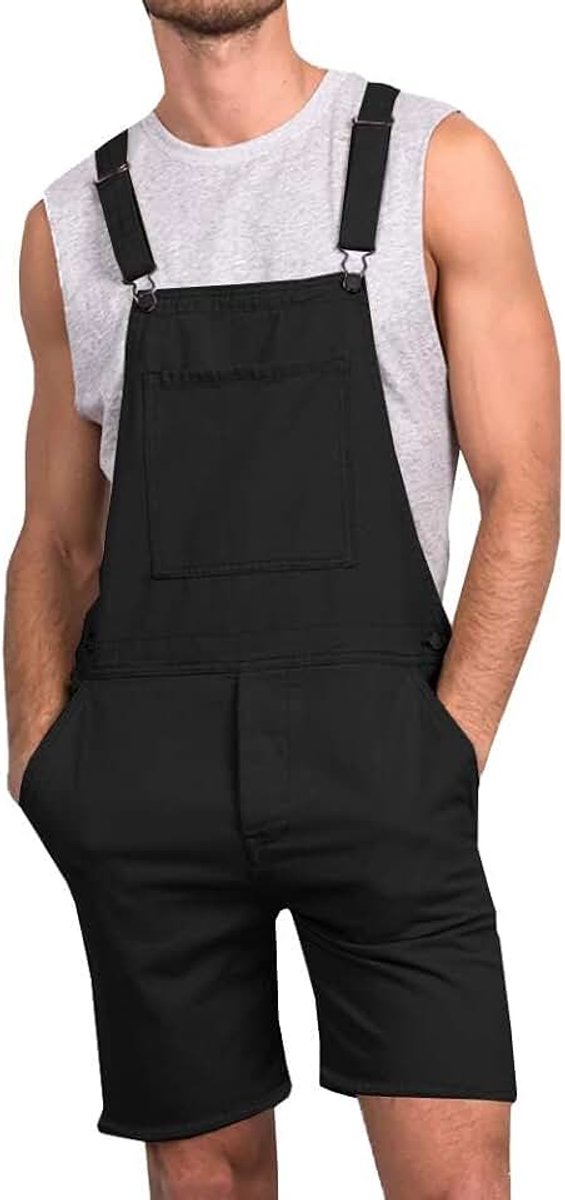 Heren jeans overall katoen tuinbroek korte werkbroek loose fit mannen denim jumpsuit met zakken