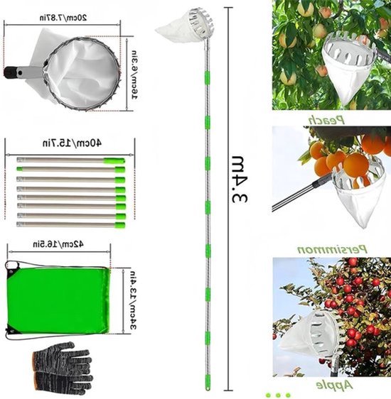 300 cm Telescoop Fruitplukker voor het Plukken van Diverse Fruitsoorten — afbeelding 2