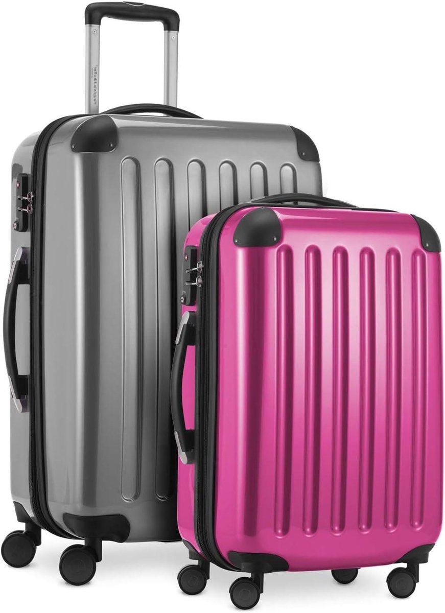 Kofferset 2 stuks - Reiskoffers Trolley - Ontspannen reizen - TSA cijferslot - 65 en 55 cm - Zilver Magenta