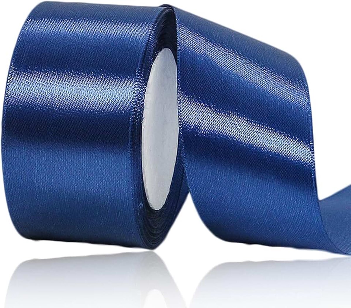 Lint donkerblauw 50 mm breed, 23 meter cadeaulint Navy Blauw satijnen linten stof lint voor cadeauverpakking, Kerstmis, knutselwerk, verjaardag en bruiloftsdecoratie