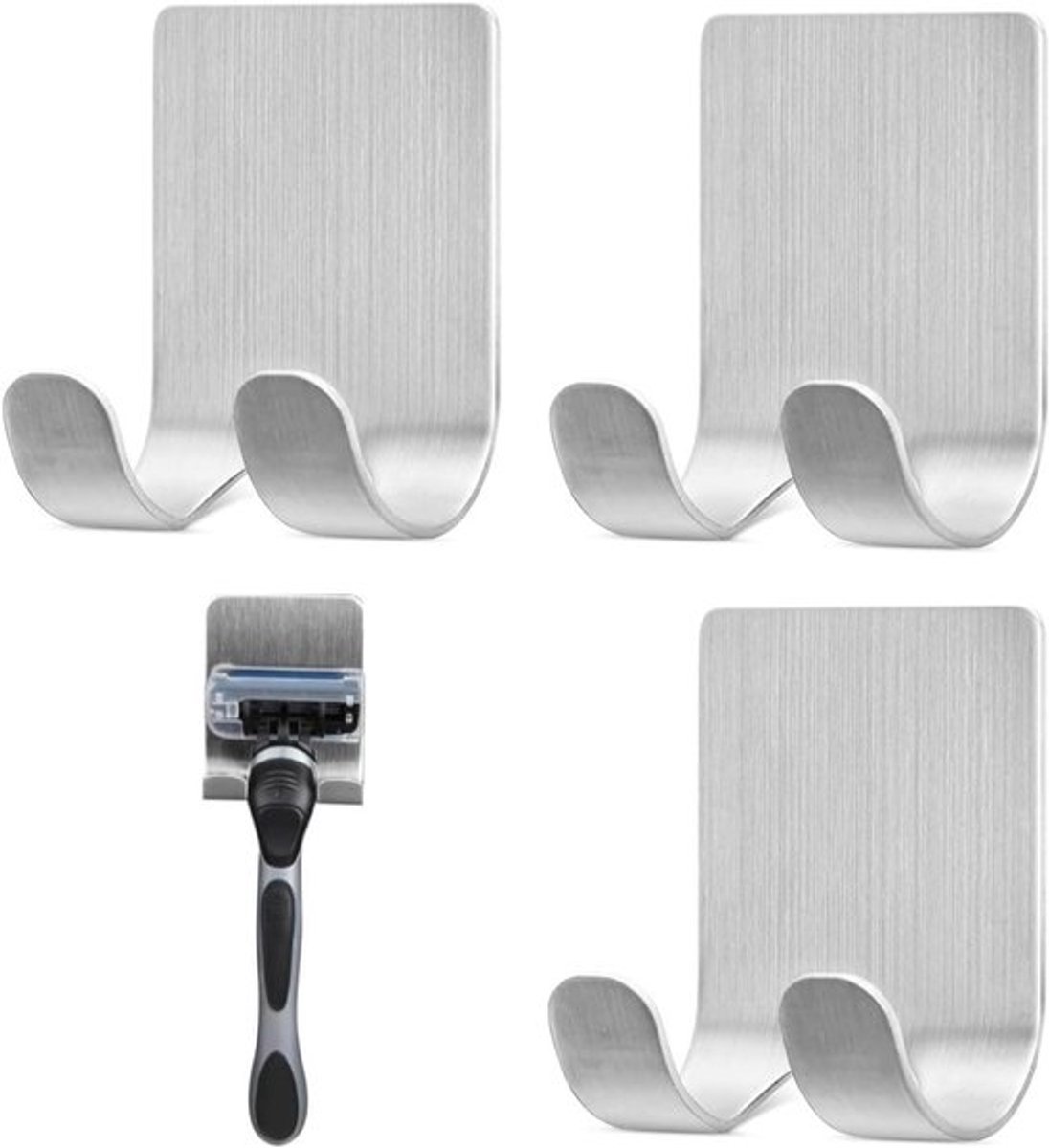 Waterdichte Zelfklevende Scheerapparaathouder (3 stuks) voor Douche - Haak voor Scheerscheermes, Plugsleutels, Keukengerei - Handdoek en Badjas Opbergen.