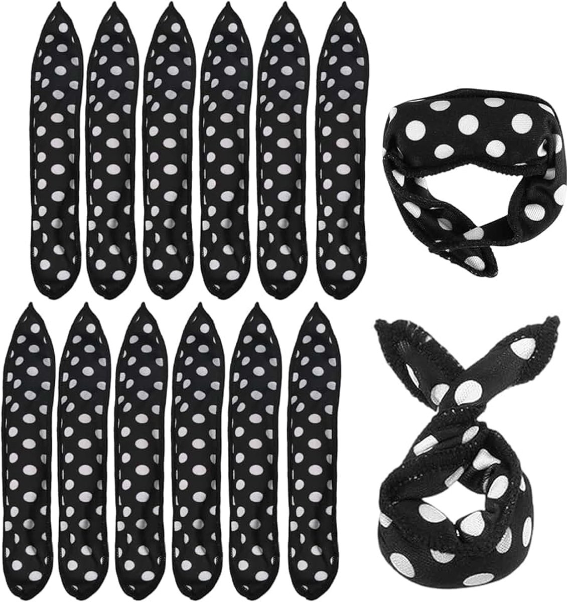 Krulspelden van schuimrubber, zonder hitte, voor nachtslapen, zachte krulspelden voor lang en kort haar, zwart, 12 stuks