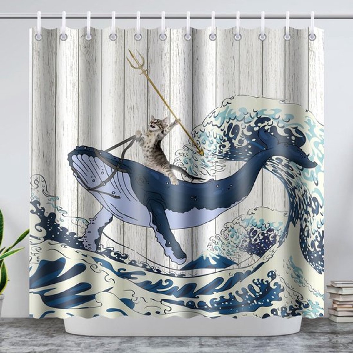 - Anti-schimmel douchegordijn - Waterdicht - 180 x 200 cm - Polyester - Wasbaar - Geschikt voor huis en hotel - Balen-katten-graphics