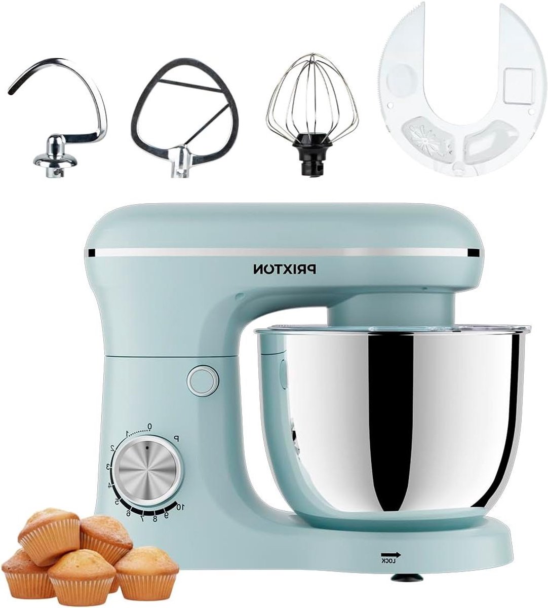 Kneedmachine - Keukenmixer - Bakken en Mixen - Krachtige 1500W Motor - 5 Liter Kom - Blauw