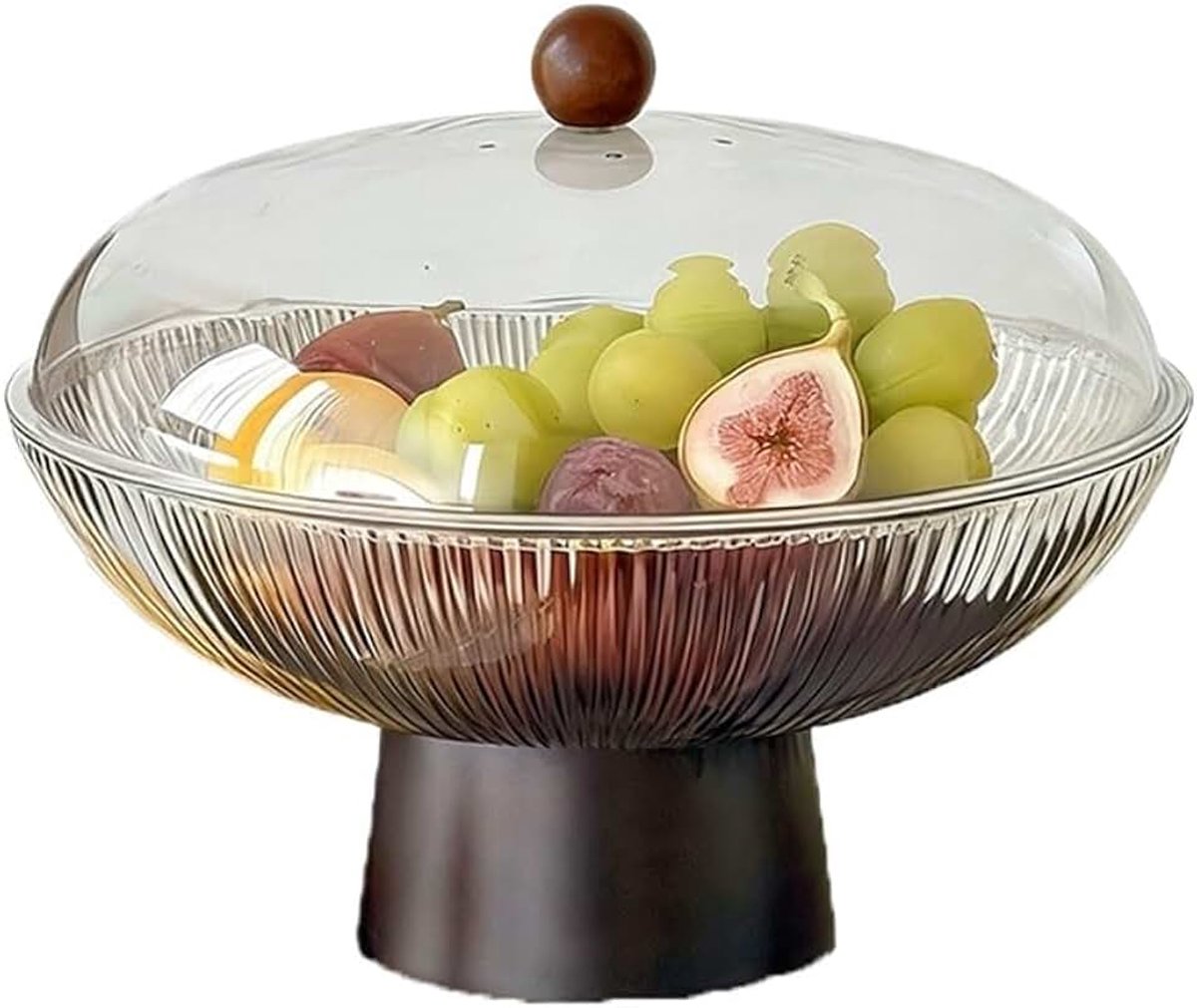 Fruitschaal Fruitschaal van kunststof met deksel en voet, grote inhoud, decoratieve schaal for keuken woonkamer