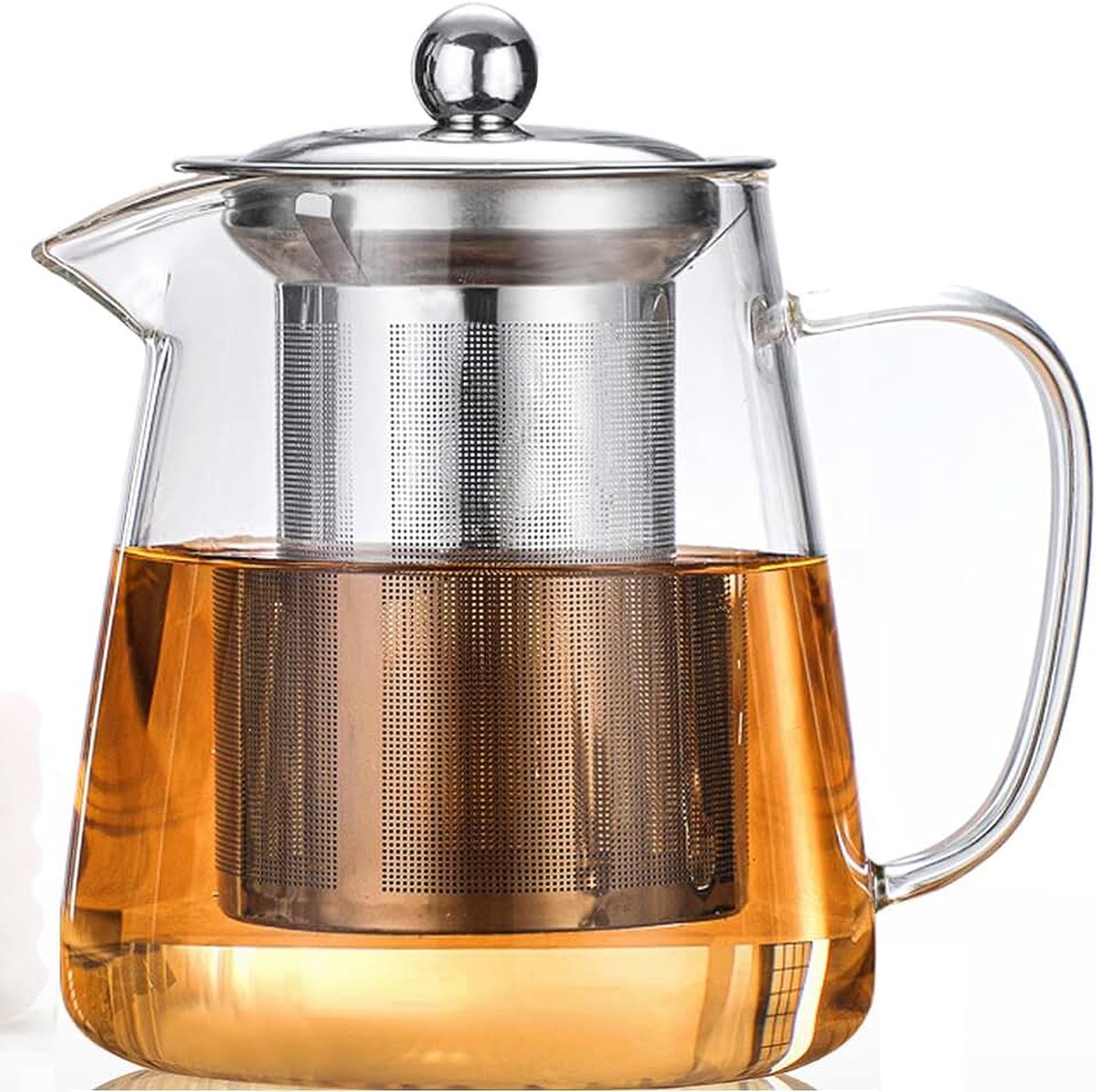 Theepot kookplaat (950 ml 32 oz) BOWD verwijderbaar met hittebestendige roestvrijstalen theezeef, voor thee koffie water karaf kan worden gebruikt in magnetron, borosilicaat heldere theeketel