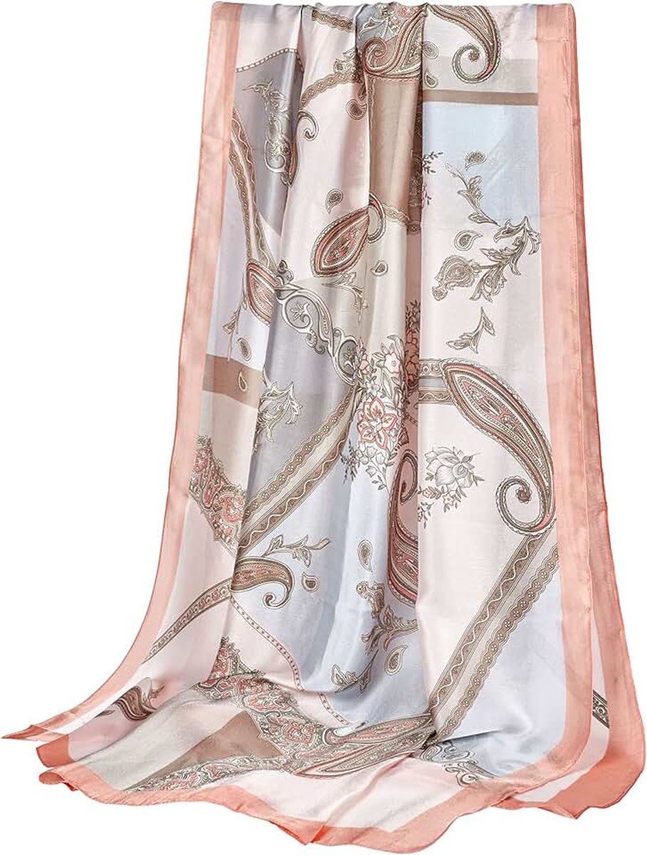 Dames sjaal fijn zijdeachtig groot 180 x 90 cm met kleurrijke prints. Halsdoek doek voor vrouwen. Hoofddoek halsdoek sjaal sjaal zijden sjaal elegant