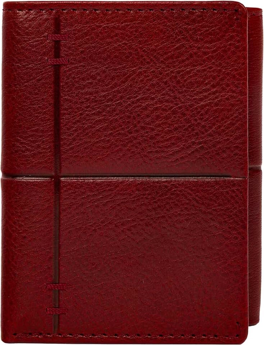 Resistance Leren Trifold Portemonnee – Voor Bankbiljetten en Creditcards – Italiaans Handgemaakt Minimalistisch Portemonnee (Rood)