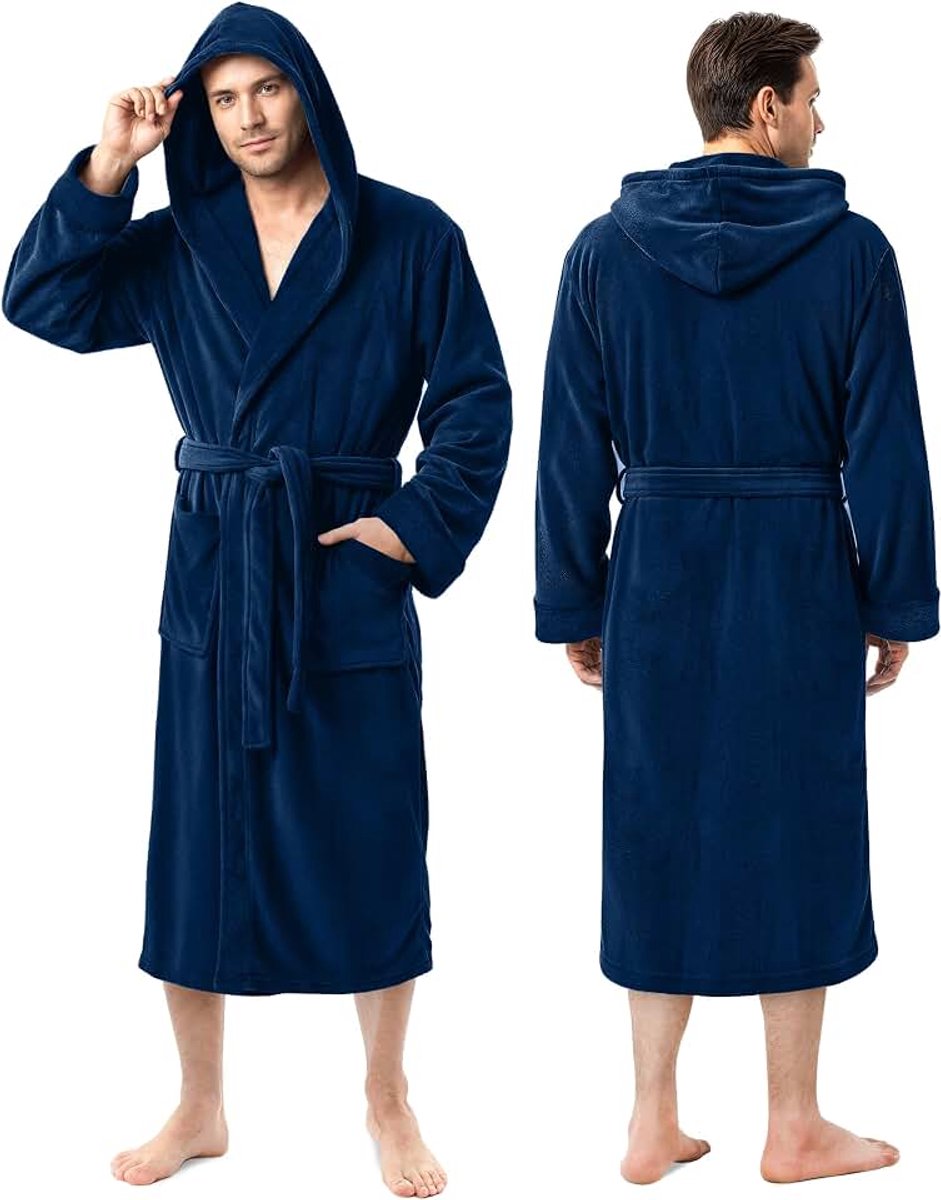 Threads Ny Threads Hooded Bathrobe heren Fleece badjas met capuchon