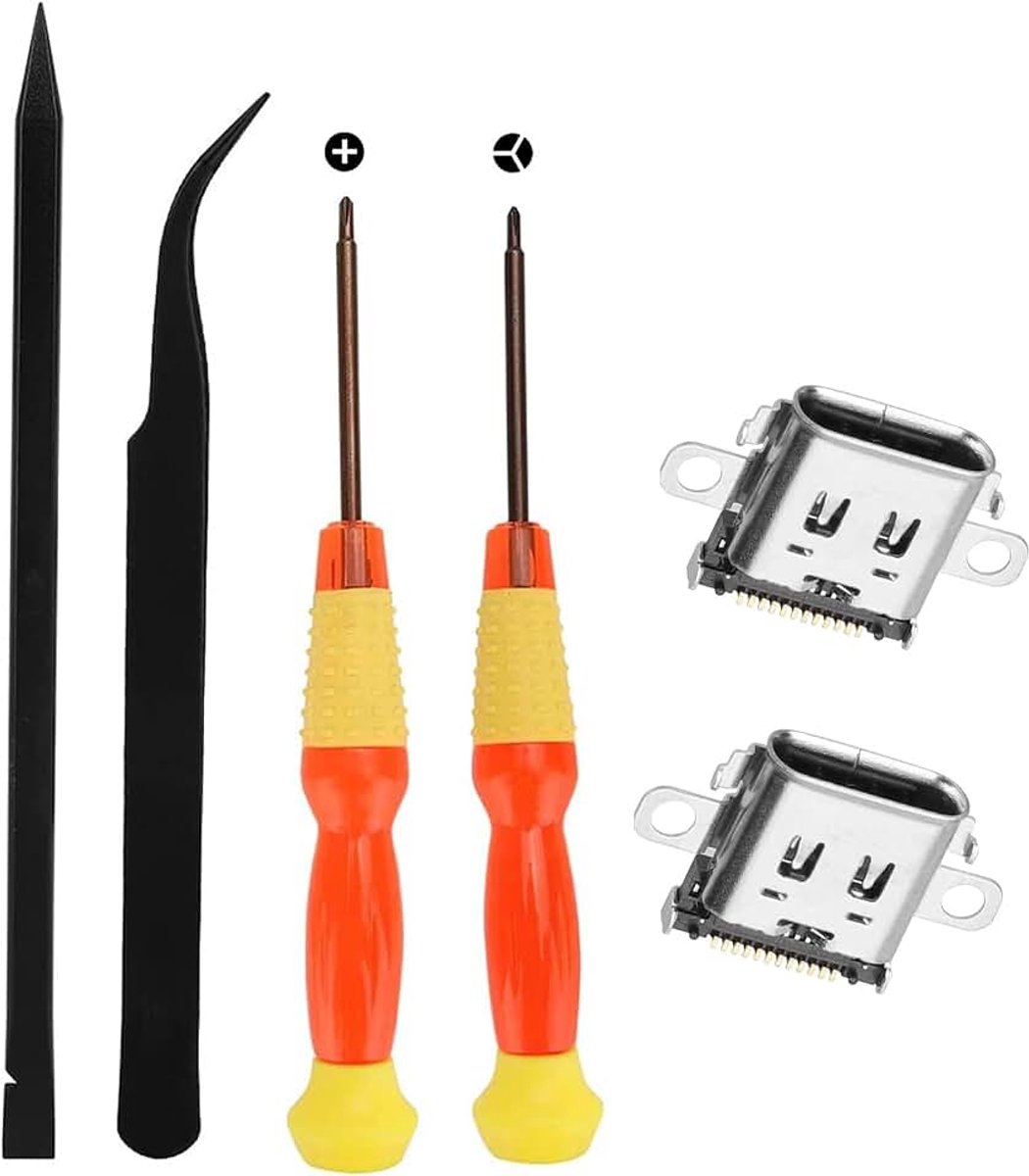6 Stks Opladen Poort Vervanging Reparatie Tool Compatibel voor NS SWITCH Met 2 x USB Opladen Poort 2 x Schroevendraaiers 1x Pincet 1x Wrikken