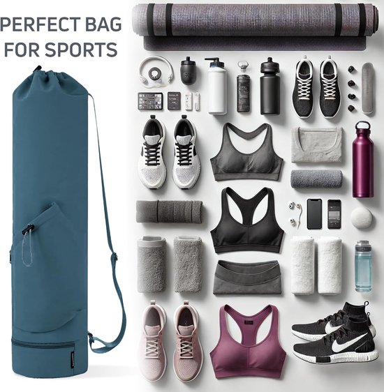 Yogamat Tas - Sporttas - Fitness Benodigdheden - Waterbestendige Bodem - Ruim Interieur - Blauw van Yogamat — afbeelding 4