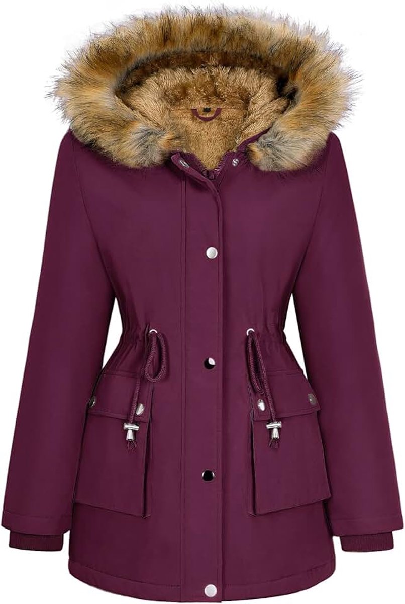 Dames winterparka's met capuchon, waterdichte jassen, fleece gevoerde lange damesjassen, winddichte warme jassen met dikke sherpa voering, pufferjassen