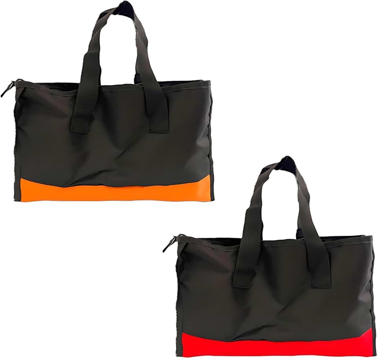 Zwart met rood en oranje handgereedschapstas, 2 stuks, 39 x 23 x 18 cm, slijtvastheid, waterdicht, voor elektrisch en handgereedschap, gereedschapstas, noodgevallen, kofferbak