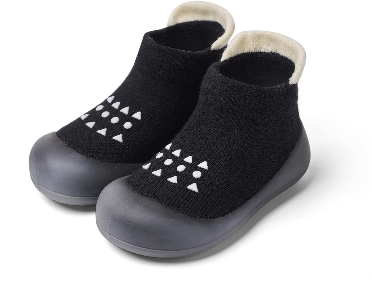 Casalora Baby Schoentjes - Unisex - Anti-slip, Zachte Zool - Comfortabel en Ademend - Maat 20/21 - 12.5 cm - 12-18 maanden - Zwart
