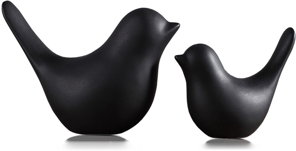 Casalora Bureau Decoratie - Zwart Vogel Beeldje - Home Interieur Thuis Kantoor