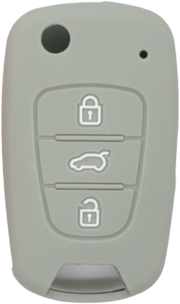 Cover Protector Case Skin Jacket fit voor HYUNDAI KIA 3 Button Flip Remote Key Fob CV2152 Grijs