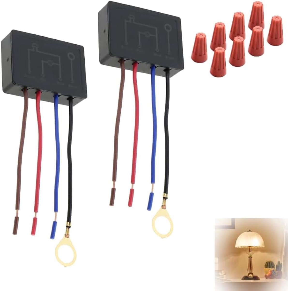 2 stuks tafellamp touch schakelaars, touch dimmer module 4 weg TouchSensor dimmer lichtschakelaar dimmen voor tafellampen staande lampen wandlampen en decoratieve lampen