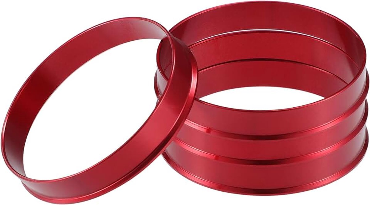 Car Hub Centric Rings OD 67.1mm tot ID 66.1mm Hub Centric Rings Wheel Bore Center Spacer Aluminiumlegering Rood (Set van 4) | Elimineert trillingen, corrigeert afmetingen, buitendiameter 67,1 mm, binnendiameter 66,1 mm, dikte 10 mm