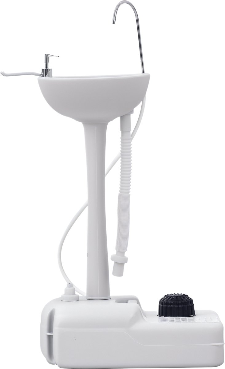 Campingwastafel – met zeepdispenser en handdoekhouder – grijs