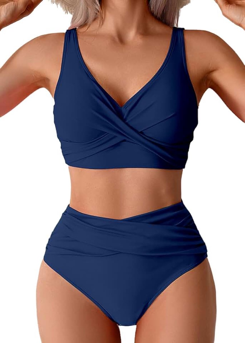 Dames set push-up hoge taille sexy triangel brede band onder de borst met cups tweedelig badpak zwempakken