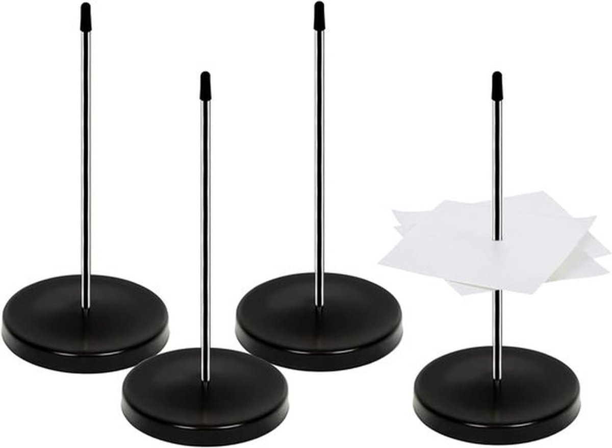 4 stuks RVS Ontvangsthouder - Papieren Spike - Rekening Spike - Notitiehouder voor kantoor, restaurant, keukens, hotel, bureaus, bars