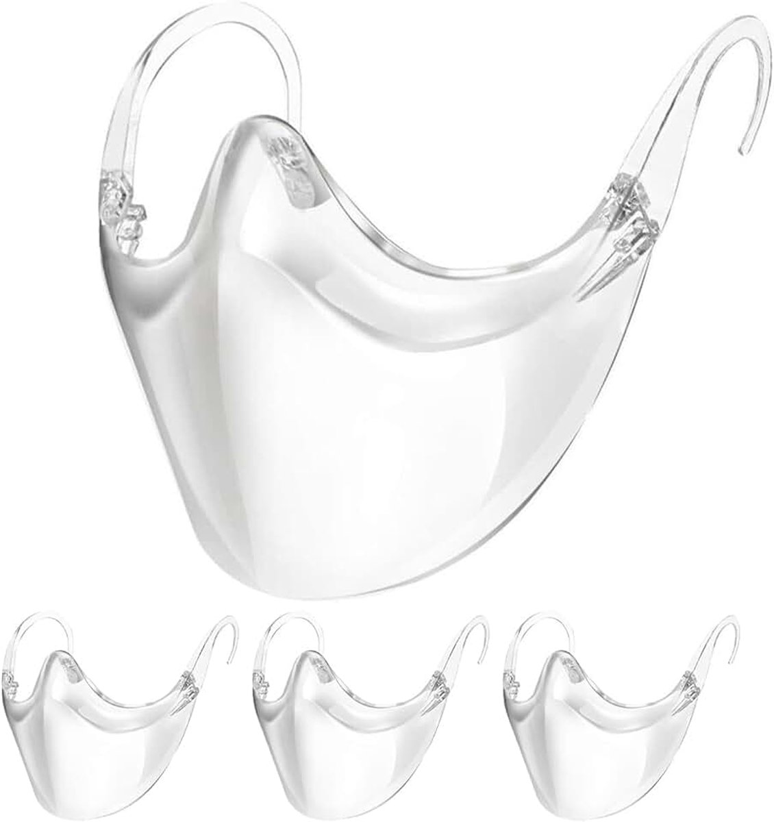 Heldere veiligheidsbescherming voor het gezicht, stofbril, gezichtsbescherming, gezichtsscherm, mondbescherming, schild, transparant gezichtsmasker, ademend, zichtbaar, herbruikbaar (3-pack)