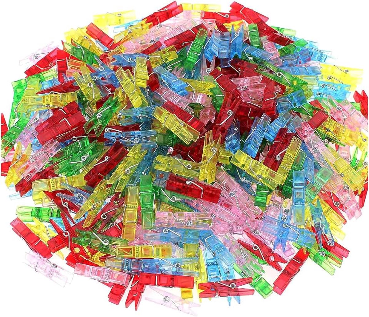 Heldere Pinnen, 100 Stks Kleine Foto Clips Klemspelden Kleurrijke Transparante Kunststof Foto Pinnen voor Kunstnijverheid DIY Feest Huwelijksdecoratie 3 * 25mm
