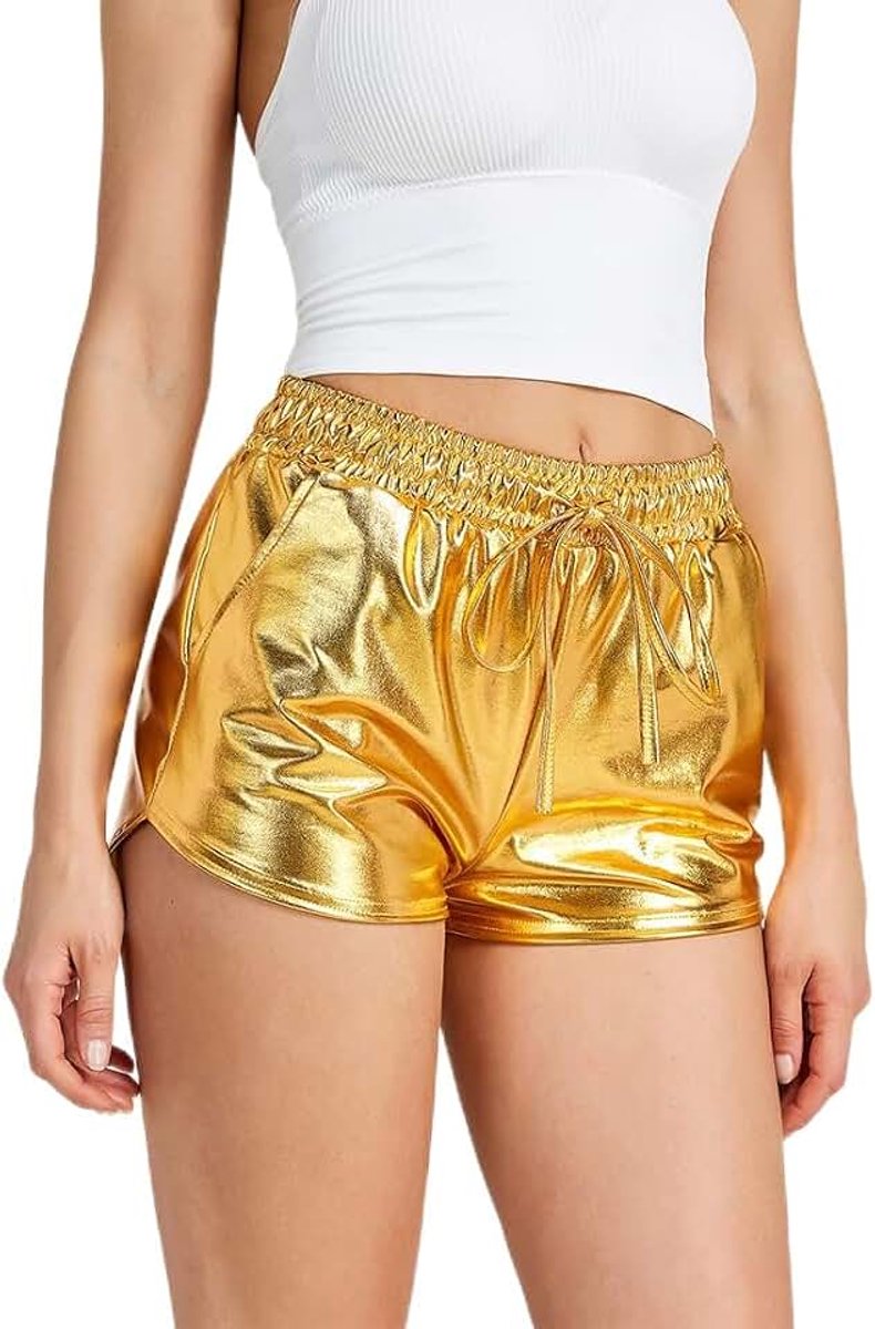 Shorts Vrouwen Hoge Taille Reflecterende Broek Sprankelende Outfit Elastische Taille Rave Dance Party