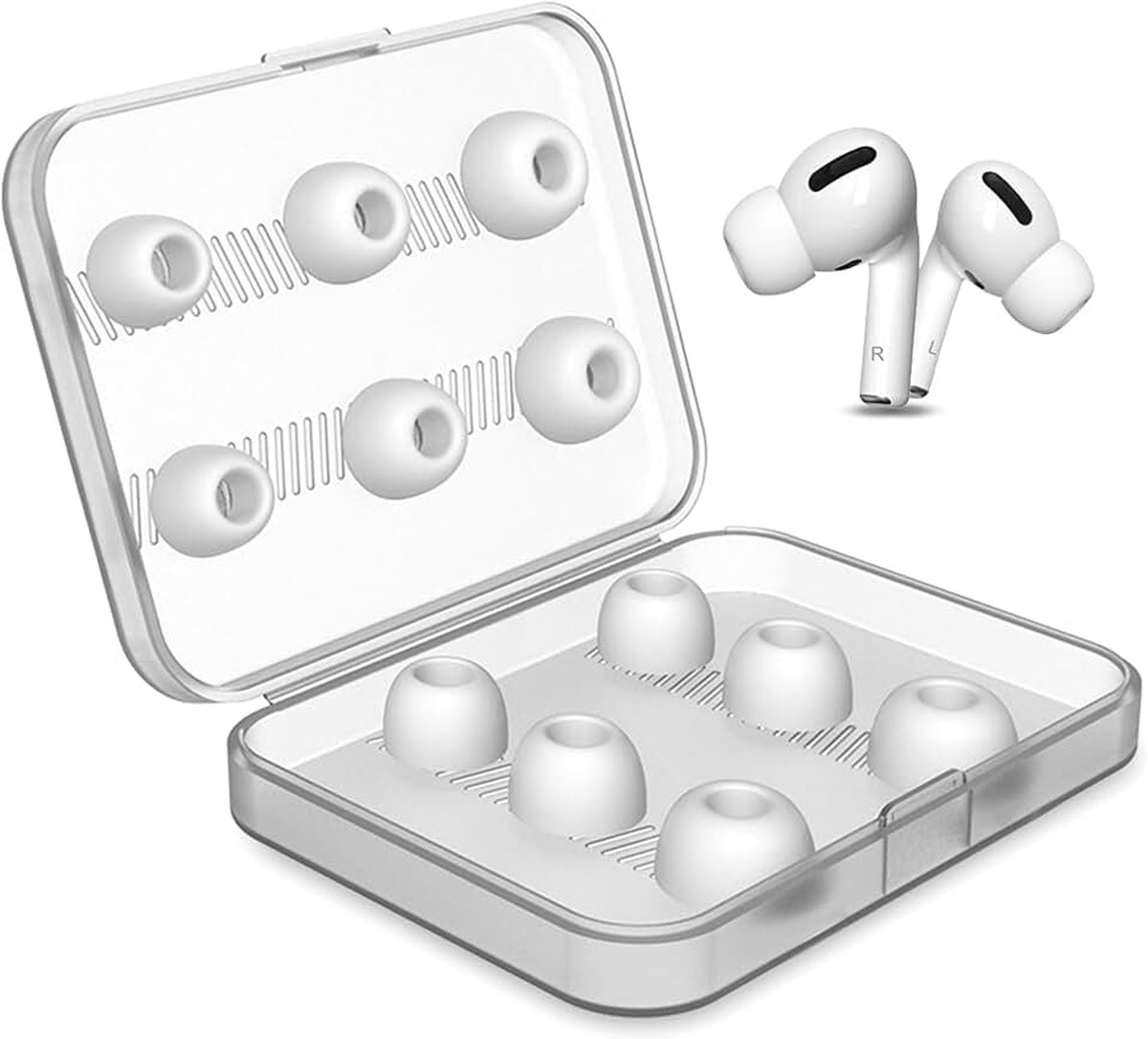 6 paar vervangende oorpunten Compatible met Airpods Pro, siliconen oorknoppen tips Met draagbare opbergdoos, 3 maten.