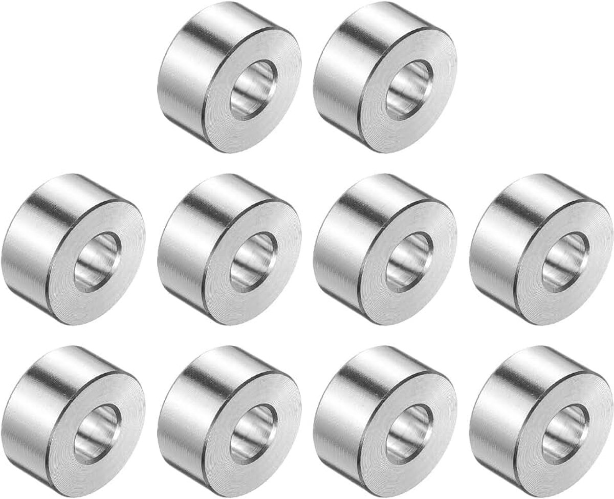 10 stuks roestvrijstalen afstandhouders 5/16" boring x 3/4" AD x 3/8" lengte schroef bus glad oppervlak rond metalen afstandshulzen voor M8 schroeven, bouten en stangen