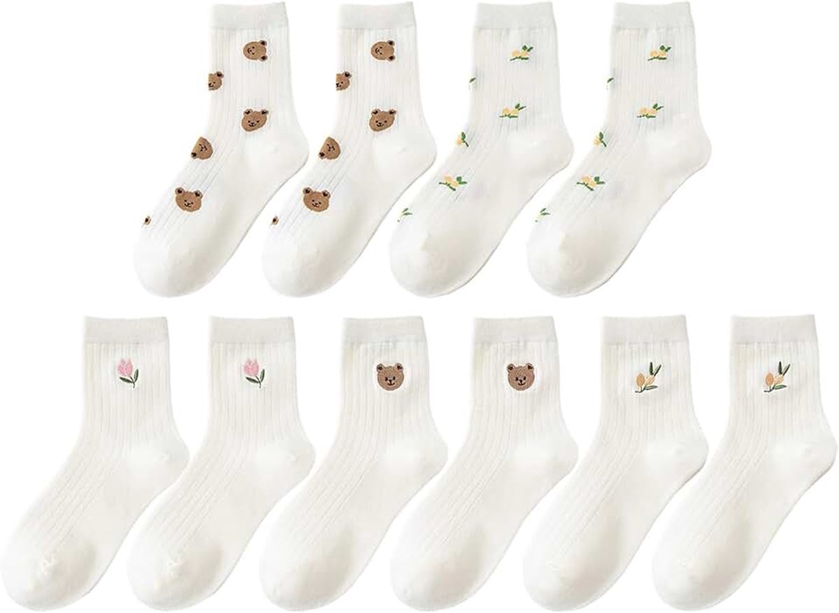 Sokken, Bloemensokken, Interessante Dierensokken, Ademende Katoenen Sokken Van Vrouwen, Schattige Patroonsokken.