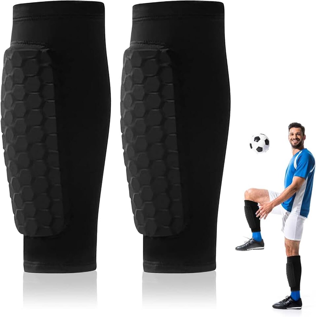Scheenbeschermers voor voetbal, sportscheenbeschermers voor kinderen, scheenbeschermers voor volwassenen, voor voetbal, basketbal, fietsen en andere sportieve activiteiten, 1 paar