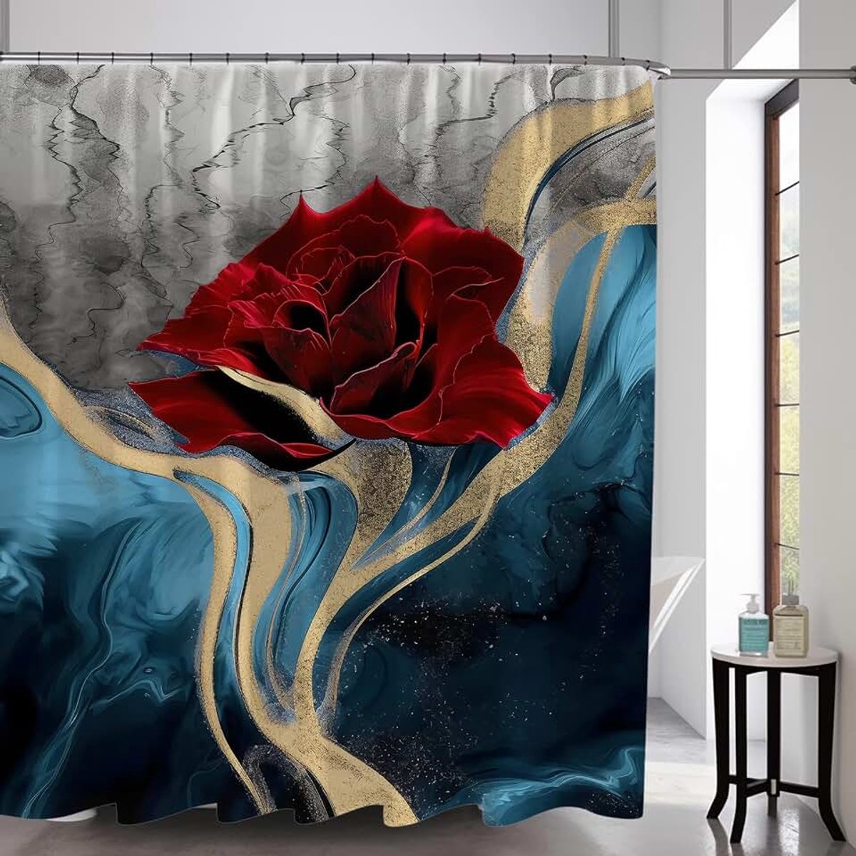 Boho Mushroom Skull Animal Sun Moon Floral Douchegordijn, Kunst Decor Waterdicht Stof Douchegordijn voor Badkamer Set met Haken