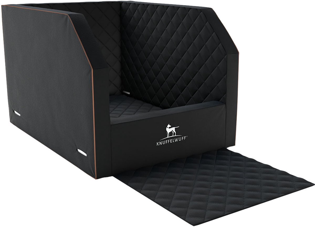 Knuffelwuff Cargo Honden Auto-Transportbox voor Veiligheid van de hond en tevens ook stoelbescherming voor de achterbank Maat 3 - 60 x 105 x 50cm zwart