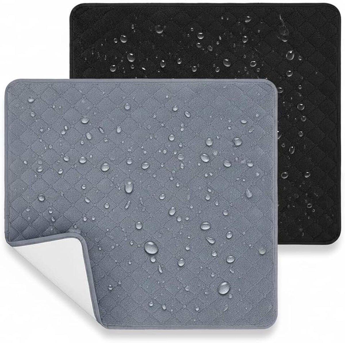 2 stuks incontinentie-stoelkussen, wasbaar, incontinentie-onderlegger, 50 x 50 cm, ademende stoel, ziekenonderlegger, zwart/donkergrijs, onderlegger voor rolstoel, stoel, autostoelen, bank