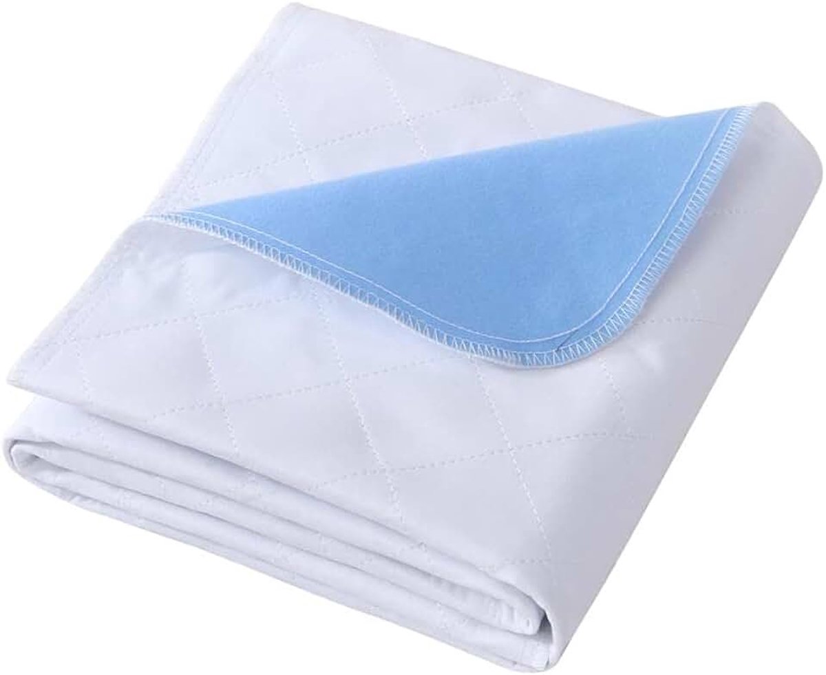Wasbaar, 70 × 90 cm, zuigvlies, matrasoplegger, waterdicht en wasbaar, blauw-wit