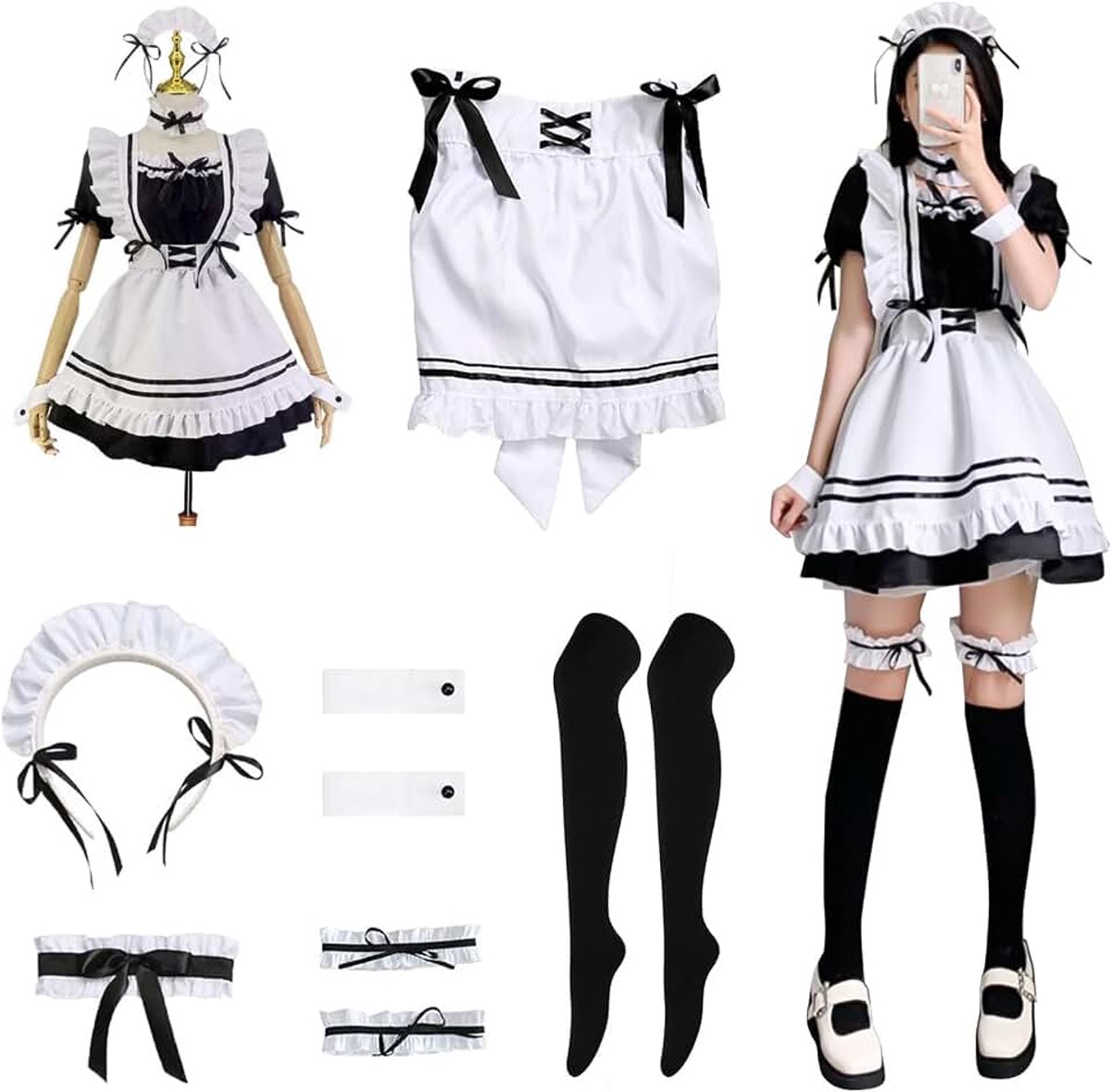 Maid Outfit, Anime French Maid Dress, Halloween kostuum dames, schattige meid cosplay jurk