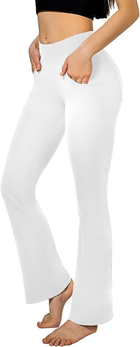 Yoga Dames Bootcut Flare Broek Yoga Leggings Hoge Taille,met zakken, Opaque, Sportbroek, Fitness, Casual