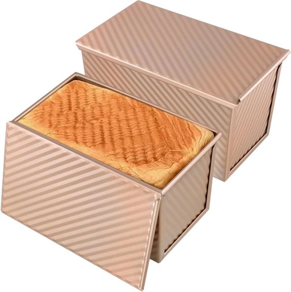 2 stuks broodbakvormen voor toast en cake - 550 g - anti-aanbaklaag - diepe bakvorm met deksel