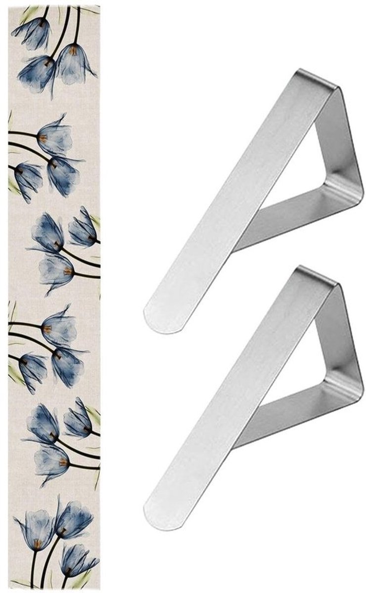 Tafelkleed Linnen 33x183 cm - Tafelloper - Tafelkleed Clips 2 Stuks - Duurzaam - Antislip - Gemakkelijk schoon te maken - Tafelrunner