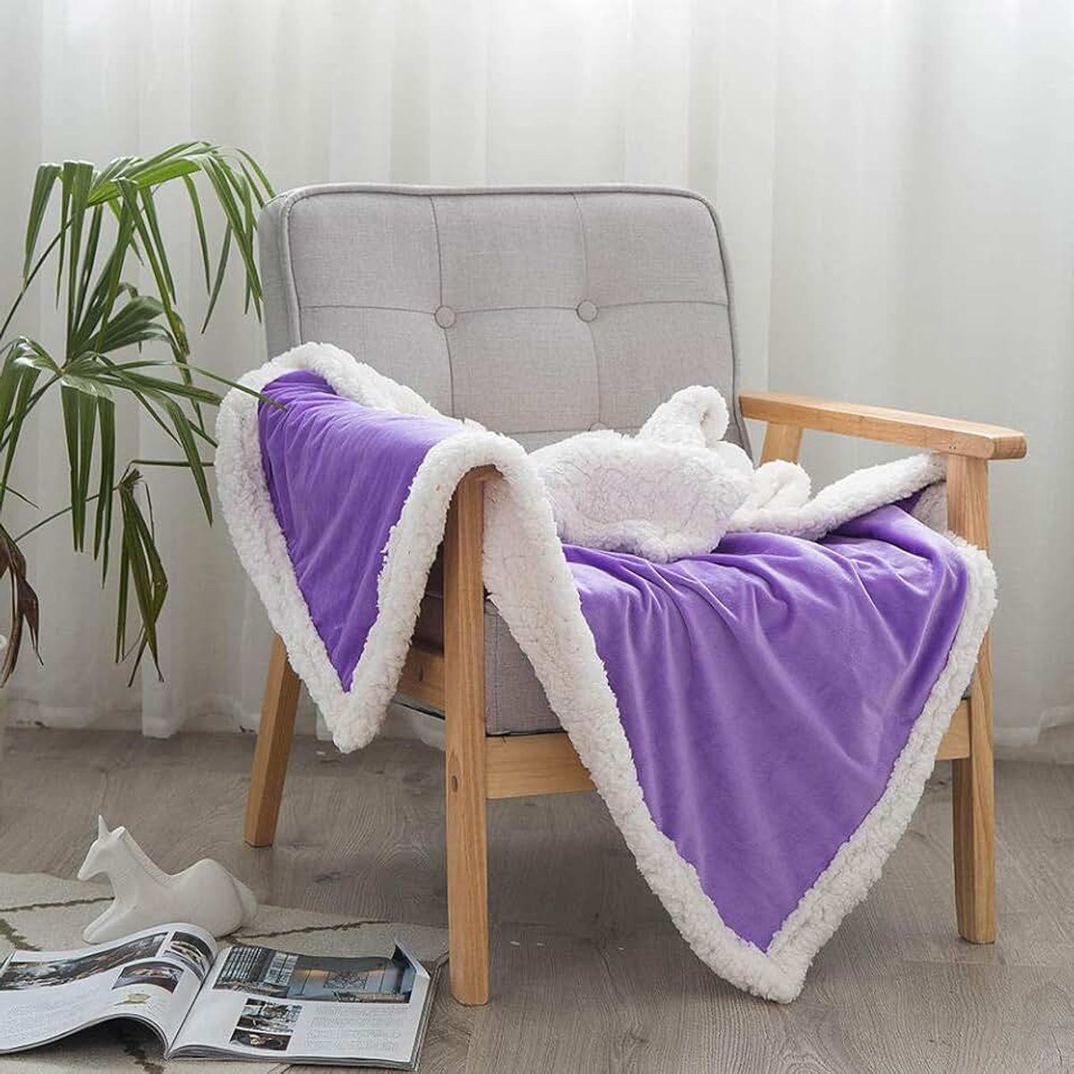 Fleece Dekens Zilvergrijs Reisformaat-Superzacht Fluffy Warm Effen Bed Gooit voor Sofa Microfiber Deken-5_75 cm * 100 cm
