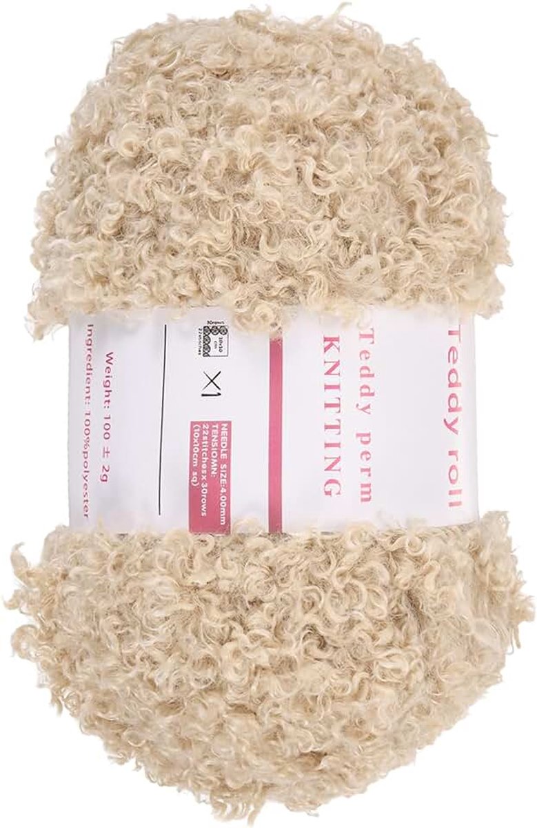 Wollig garen, zacht pluizig garen, pluizig wimpergaren, lichtbruin voor haken, breien, kleding, tas, 50 m, 100 g