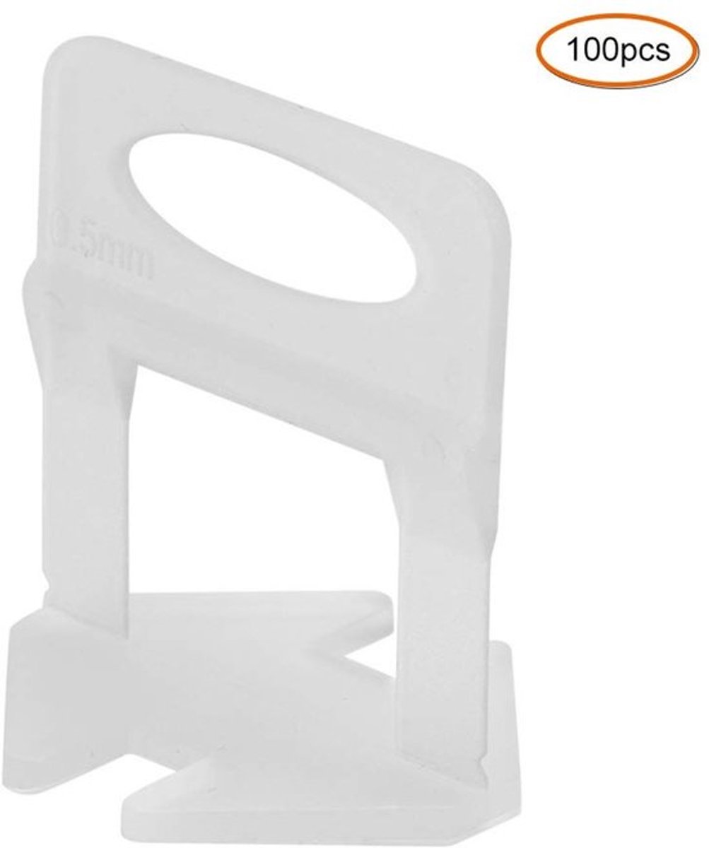 Tegel Leveling Clip 100 Stuks - Tegelnivellerende Basisclip - Kunststof - Voor Tegeldikte 3-15 mm - Dikte 0,5 mm - Herbruikbaar - Tegelsysteem
